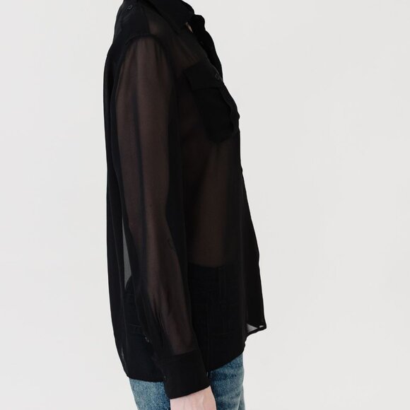 Nili Lotan Betty C. Silk Shirt in Black - Picture 3 of 5